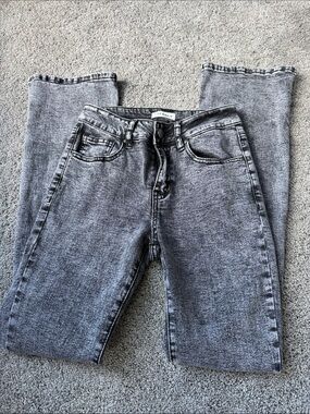 Women's Gray Acid Wash Wide Leg Jeans